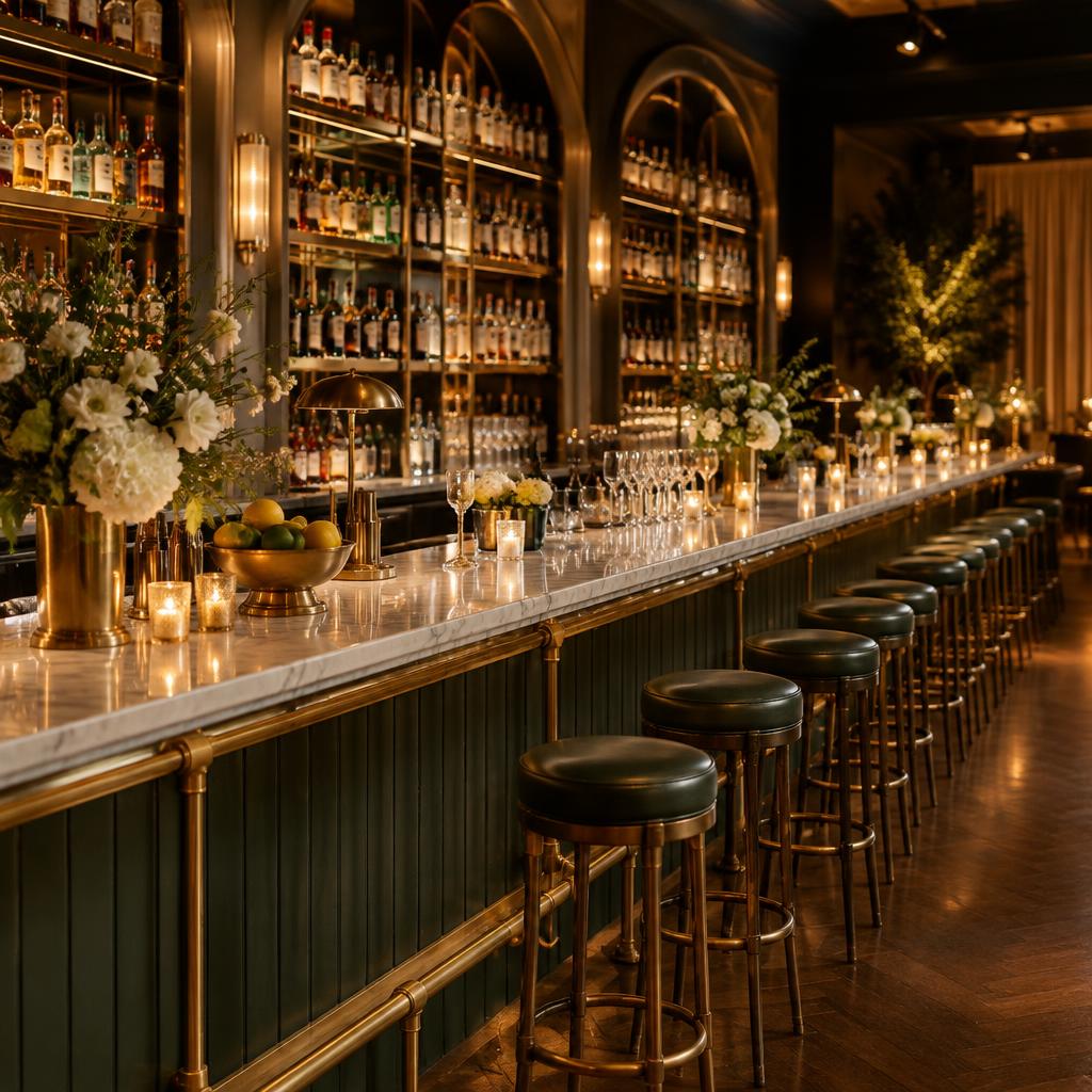 Marble and brass bar